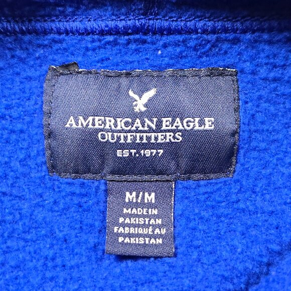 American Eagle Outfitters Blue Hoodie Sweatshirt Mens M Logo Pullover Streetwear - Picture 5 of 9